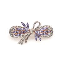 Hair Snap Clips, Zinc Alloy, with Resin, Bowknot, rose gold color plated, Korean style & for woman & with rhinestone [