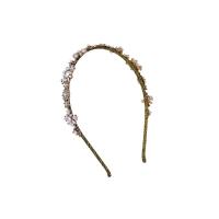 Bandeaux pour les cheveux, alliage de zinc, avec perle de plastique, fleur, Placage de couleur d'or, Style coréen & pour femme & avec strass, 120mm, Vendu par PC[