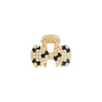 Hair Claw Clips, Zinc Alloy, with Plastic Pearl, gold color plated, Korean style & for woman & with rhinestone [