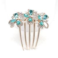 Decorative Hair Combs, Zinc Alloy, with Resin, plated, Korean style & for woman & with rhinestone 