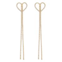 Zinc Alloy Rhinestone Drop Earring, Heart, plated, for woman & with rhinestone & hollow 