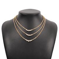 Fashion Multi Layer Necklace, Zinc Alloy, plated, multilayer & for woman & with rhinestone Approx 15.15-19.29 Inch 