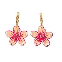 Acrylic Drop Earring, Zinc Alloy, with Acrylic, gold color plated, fashion jewelry & for woman, pink 