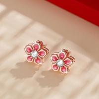 Sterling Silver Cubic Zirconia Earring, 925 Sterling Silver, Flower, fashion jewelry & micro pave cubic zirconia & for woman 