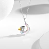 Sterling Silver Jewelry Necklace, 925 Sterling Silver, with Lampwork, with 1.97inch extender chain, fashion jewelry & for woman Approx 15.74 Inch 