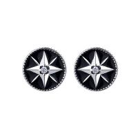 Sterling Silver Stud Earring, 925 Sterling Silver, Antique finish, fashion jewelry & for woman & enamel, 10mm 