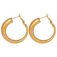 Titanium Steel Earrings, Vacuum Ion Plating, fashion jewelry & for woman, golden 