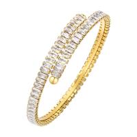 Stainless Steel Bangle, 304 Stainless Steel, 18K gold plated, fashion jewelry & micro pave cubic zirconia & for woman, golden [