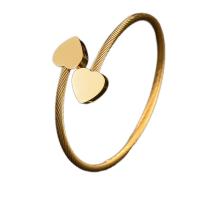 Stainless Steel Bangle, 304 Stainless Steel, Heart, plated, Adjustable & fashion jewelry & for woman, golden, Inner Approx 55mm 