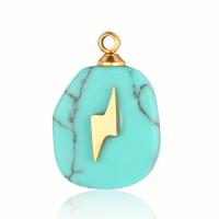 Natural Turquoise Pendants, Titanium Steel, with Natural Stone & turquoise, gold color plated, fashion jewelry & DIY 