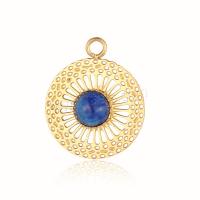 Gemstone Jewelry Pendant, Titanium Steel, with Natural Stone & turquoise, gold color plated, fashion jewelry & DIY [