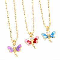 Cubic Zircon Micro Pave Brass Necklace, Dragonfly, plated, fashion jewelry & micro pave cubic zirconia & enamel cm [