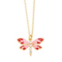 Cubic Zircon Micro Pave Brass Necklace, with 5cm extender chain, Dragonfly, plated, fashion jewelry & micro pave cubic zirconia & enamel cm [