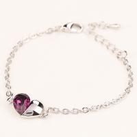 Zinc bracelets en strass en alliage , alliage de zinc, avec 3.5CM chaînes de rallonge, coeur, bijoux de mode & pour femme & avec strass, plus de couleurs à choisir Environ 17 cm, Vendu par PC