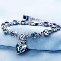 Zinc Alloy Rhinestone Bracelets, with 5CM extender chain, Heart, plated, fashion jewelry & for woman & with rhinestone Approx 17.8 cm 