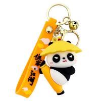 Kunststoff Schlüsselanhänger, Weich-PVC, mit Zinklegierung, Panda, Niedlich & unisex & verschiedene Stile für Wahl, gelb, verkauft von PC