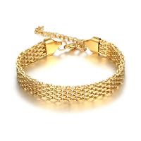 Stainless Steel Mesh Belt Buckle Bracelet, 304 Stainless Steel, with 5CM extender chain, plated, Unisex, gold Approx 17.5 cm 