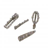 Alligator Hair Clip, Zinc Alloy, plated & micro pave cubic zirconia & for woman, silver color 