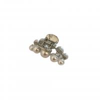Hair Claw Clips, Zinc Alloy, with Plastic Pearl, plated, for woman, white, 48mm [