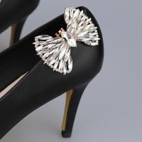 aleación de zinc Cierre de zapatos, desmontable & diseño bowknot & con diamantes de imitación, más colores para la opción, 6.1cmu00d74.5cm, Vendido por UD