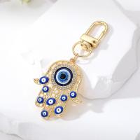 Evil Eye Key Chain, Zinc Alloy, with Resin & enamel & with rhinestone [