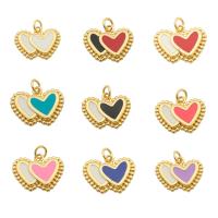 Enamel Brass Pendants, Heart, gold color plated, fashion jewelry & DIY Approx 3mm [