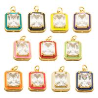 Pendentifs en laiton zircon cubique (CZ), Placage de couleur d'or, bijoux de mode & pour femme & émail & avec zircone cubique, doré Environ 3mm, Vendu par PC