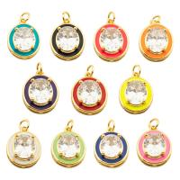 Cubic Zirconia Brass Pendants, gold color plated, fashion jewelry & for woman & enamel & with cubic zirconia, golden Approx 4mm 