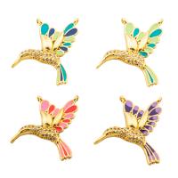 Cubic Zirconia Micro Pave Brass Pendant, Hummingbird, gold color plated, fashion jewelry & micro pave cubic zirconia & for woman & enamel Approx 1mm [