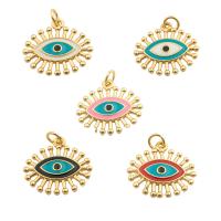 Fashion Evil Eye Pendant, Brass, gold color plated, fashion jewelry & DIY & evil eye pattern & enamel & with cubic zirconia Approx 3mm [