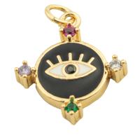 Fashion Evil Eye Pendant, Brass, gold color plated, fashion jewelry & evil eye pattern & micro pave cubic zirconia & for woman & enamel Approx 3mm [