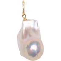 Cultured Pearl Sterling Silver Pendants, with 925 Sterling Silver, Nuggets, plated, DIY & micro pave cubic zirconia 13-14mm [