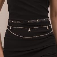 Zink-Legierung dekorative Gürtel, Zinklegierung, mit Lederband, plattiert, Modeschmuck, schwarz, verkauft von PC