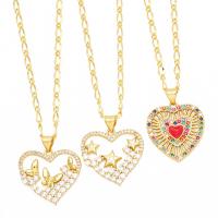 Cubic Zircon Micro Pave Brass Necklace, with 5cm extender chain, Heart, plated, fashion jewelry & micro pave cubic zirconia & enamel cm [