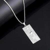 Rhinestone Zinc Alloy Necklace, with 304 Stainless Steel, plated, fashion jewelry & with rhinestone, silver color cm 