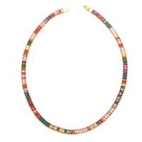 Messing Zirkonia Halskette, plattiert, Modeschmuck & Micro pave Zirkonia, keine, 6mm, Länge:43.5 cm, verkauft von PC