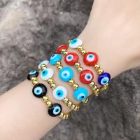 Evil Eye Jewelry Bracelet, Brass, with Glass Beads, plated, fashion jewelry cm 