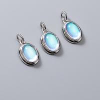 Sterling Silver Pendants, 925 Sterling Silver, with Moonstone, plated, DIY, silver color 