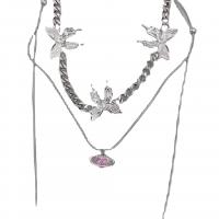 Zinklegierung Zirkonia Halskette, plattiert, verschiedene Stile für Wahl & Micro pave Zirkonia & für Frau, Silberfarbe, verkauft von PC[