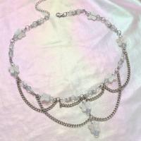 Mode-Multi-Layer-Halskette, Eisen, mit Glas & Kunststoff Perlen, mit Verlängerungskettchen von 5cm, Modeschmuck & Punk-Stil & unisex, Länge:ca. 43 cm, verkauft von PC