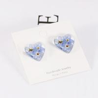 Resin Stud Earring, with Dried Flower & 304 Stainless Steel, epoxy gel, Approx 
