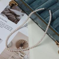 Freshwater Pearl Brass Necklace, with Brass, with 5cm extender chain, fashion jewelry & for woman, white, 4-5mm Approx 40 cm 