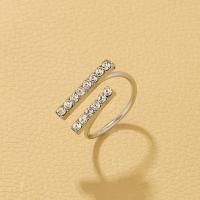 Anillo de dedo de aleación de Zinc, chapado, Joyería & para mujer & con diamantes de imitación, más colores para la opción, 1.75cm, Vendido por UD