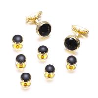 Brass Cufflinks, gold color plated, 8 pieces & for man & epoxy gel, 15mm [