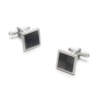 Brass Cufflinks, Square, silver color plated, 2 pieces & for man 