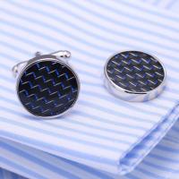 Brass Cufflinks, Round, silver color plated, 2 pieces & for man, 18mm 