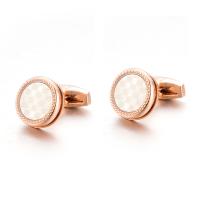 Brass Cufflinks, rose gold color plated, 2 pieces & for man, 18mm 