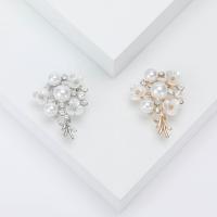 Plastic Pearl Brooch, Zinc Alloy, with ABS Plastic Pearl, Bouquet, plated, fashion jewelry & for woman & with rhinestone 