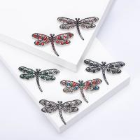 Rhinestone Zinc Alloy Brooch, Dragonfly, silver color plated, fashion jewelry & for woman & with rhinestone & hollow 