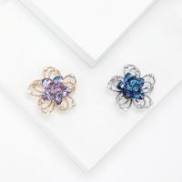 Crystal Brooch, Zinc Alloy, with Crystal, Flower, plated, fashion jewelry & Unisex & with rhinestone & hollow 